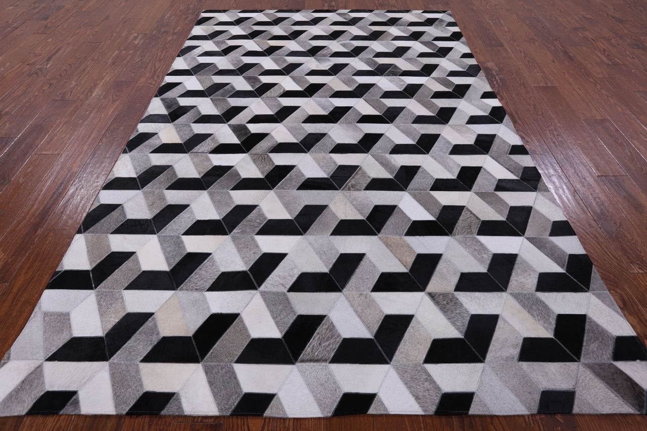 Black & White Patchwork Cowhide Rug - 6' 0" x 9' 0"