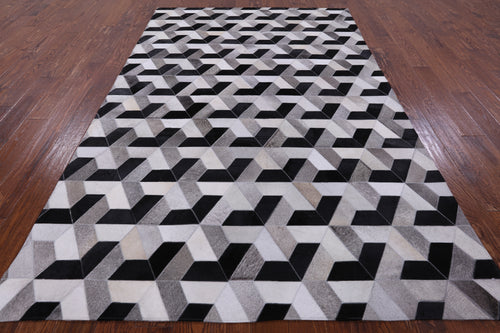 Black & White Patchwork Natural Cowhide Rug - 6' 0