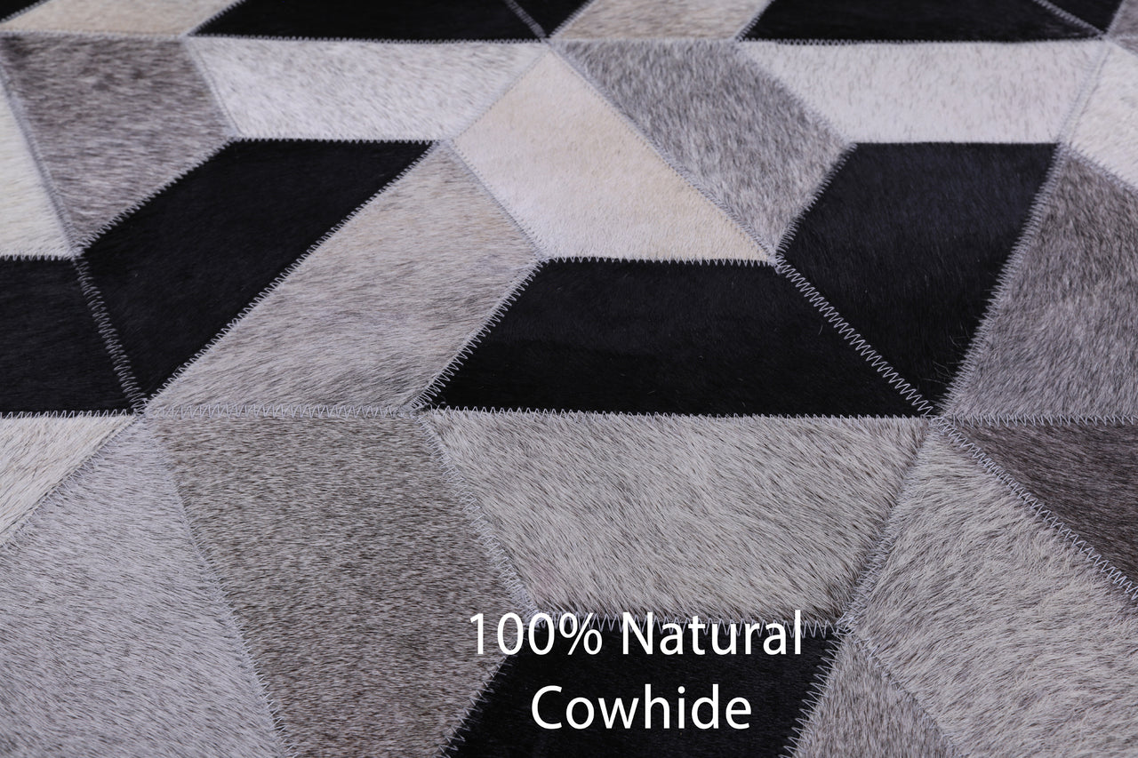 Black & White Patchwork Cowhide Rug - 6' 0" x 9' 0"