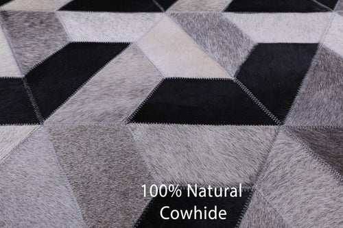 Black & White Patchwork Natural Cowhide Rug - 6' 0