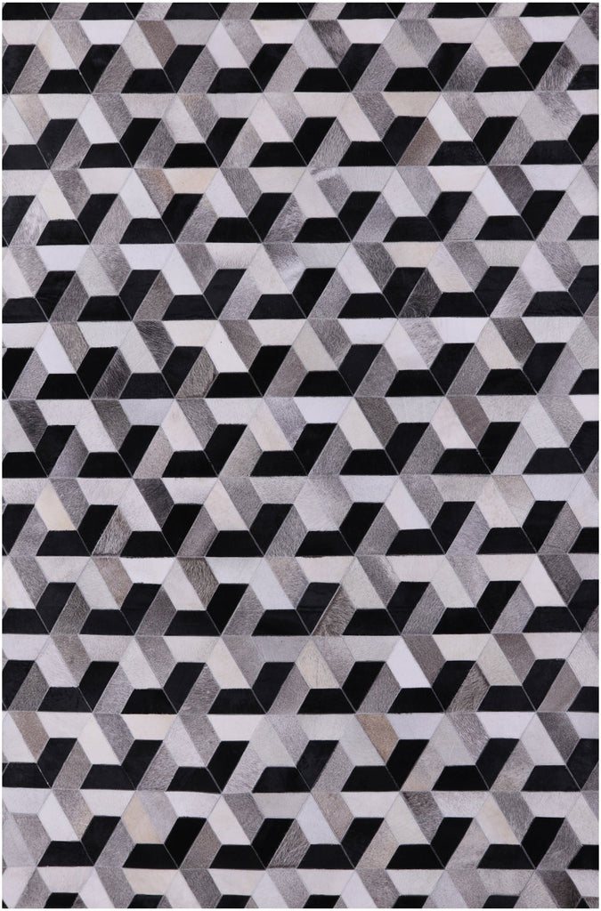 Black & White Patchwork Natural Cowhide Rug - 6' 0" x 9' 0"