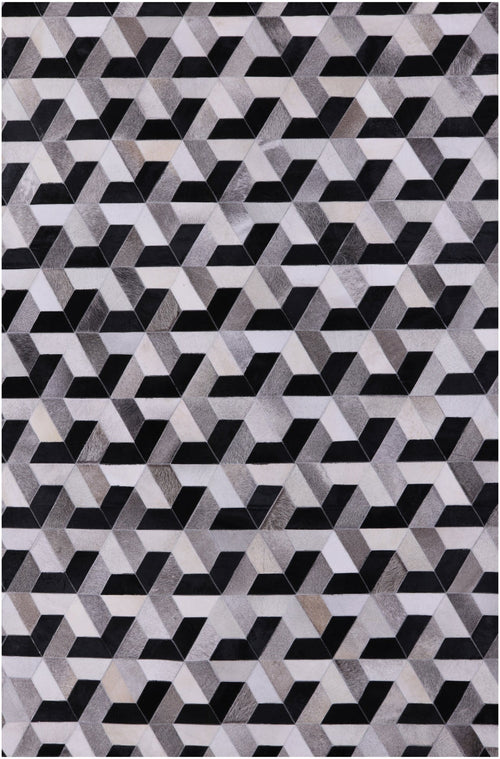 Black & White Patchwork Natural Cowhide Rug - 6' 0