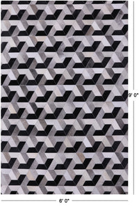 Thumbnail for Black & White Patchwork Natural Cowhide Rug - 6' 0