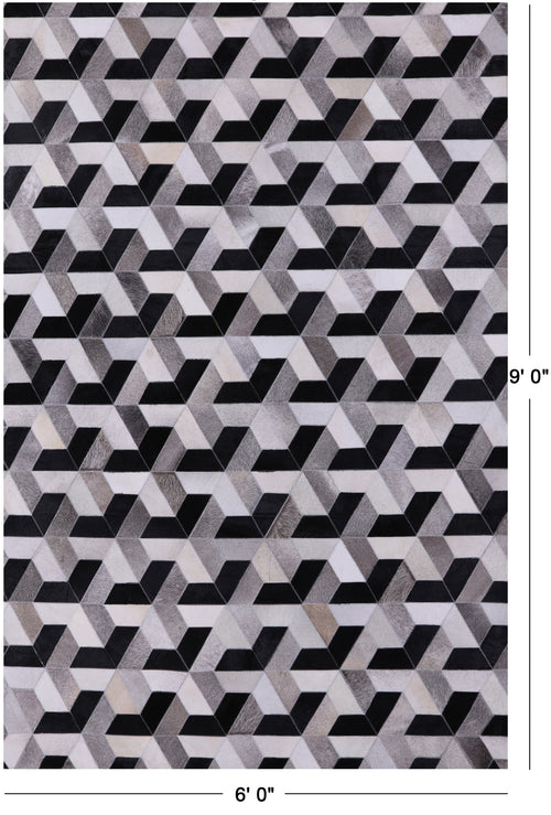 Black & White Patchwork Natural Cowhide Rug - 6' 0