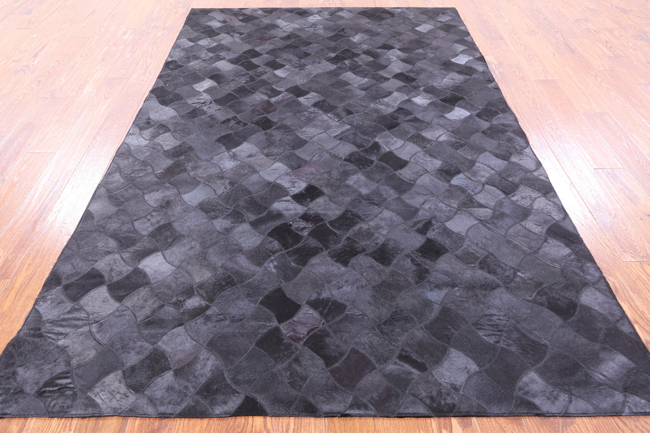 Black Patchwork Cowhide Rug - 6' 0" x 9' 0"