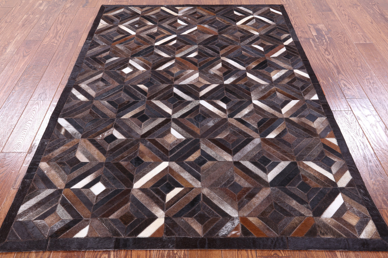 Brown Patchwork Cowhide Rug - 5' 0" x 7' 0"