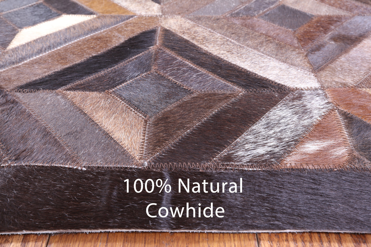 Brown Patchwork Cowhide Rug - 5' 0" x 7' 0"