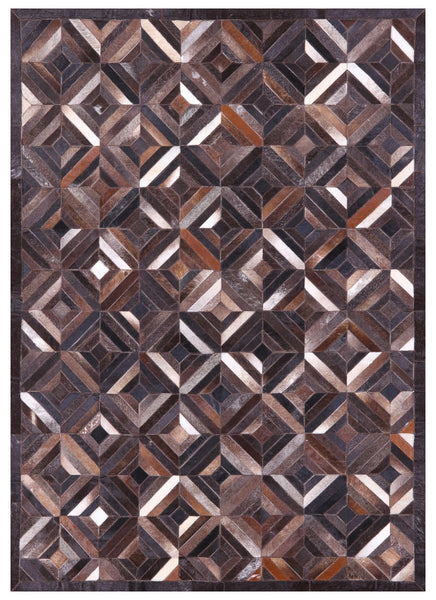 Brown Patchwork Cowhide Rug - 5' 0" x 7' 0"