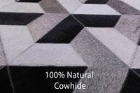 Thumbnail for Black & White Patchwork Cowhide Rug - 4' 0