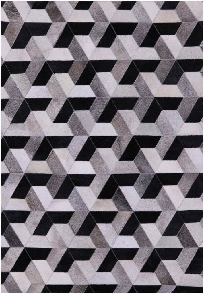 Black & White Patchwork Natural Cowhide Rug - 4' 0" x 6' 0"