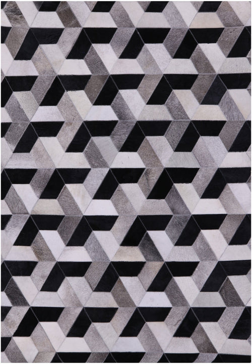 Black & White Patchwork Natural Cowhide Rug - 4' 0