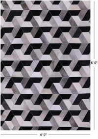 Thumbnail for Black & White Patchwork Natural Cowhide Rug - 4' 0