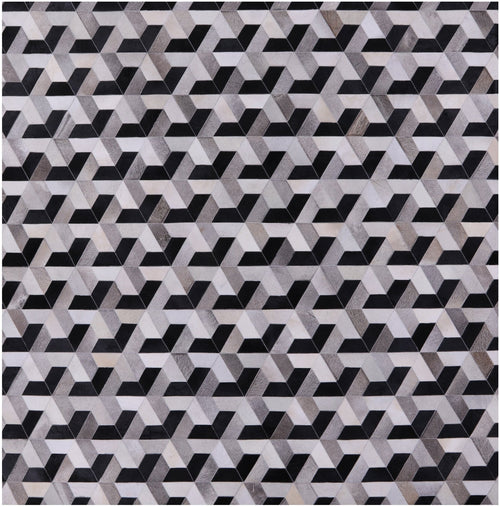 Black & White Square Patchwork Natural Cowhide Rug - 9' 0