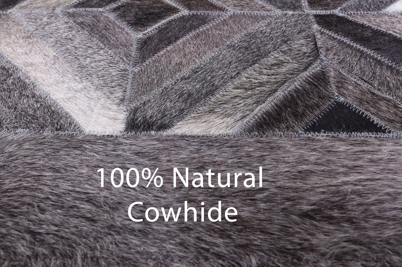 Grey Patchwork Cowhide Rug - 9' 0" x 12' 0"