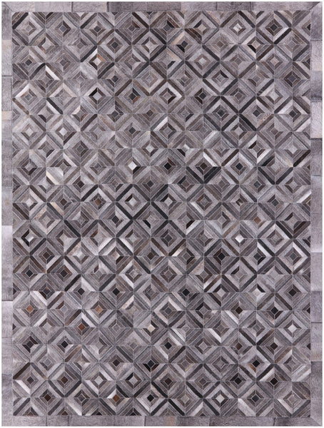 Grey Patchwork Cowhide Rug - 9' 0" x 12' 0"