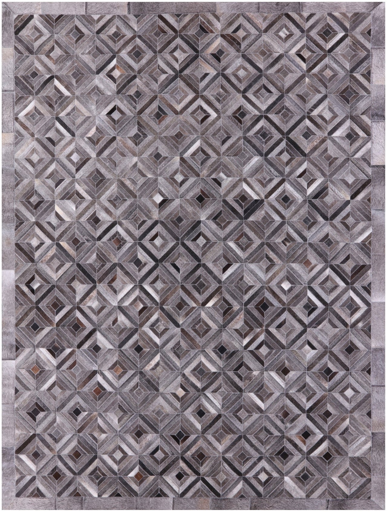 Grey Patchwork Natural Cowhide Rug - 9' 0" x 12' 0"