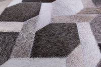 Thumbnail for Grey Square Patchwork Cowhide Rug - 7' 0