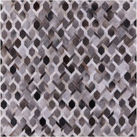 Thumbnail for Grey Square Patchwork Cowhide Rug - 7' 0