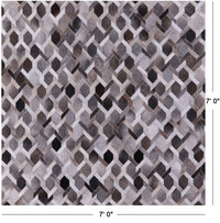 Thumbnail for Grey Square Patchwork Natural Cowhide Rug - 7' 0