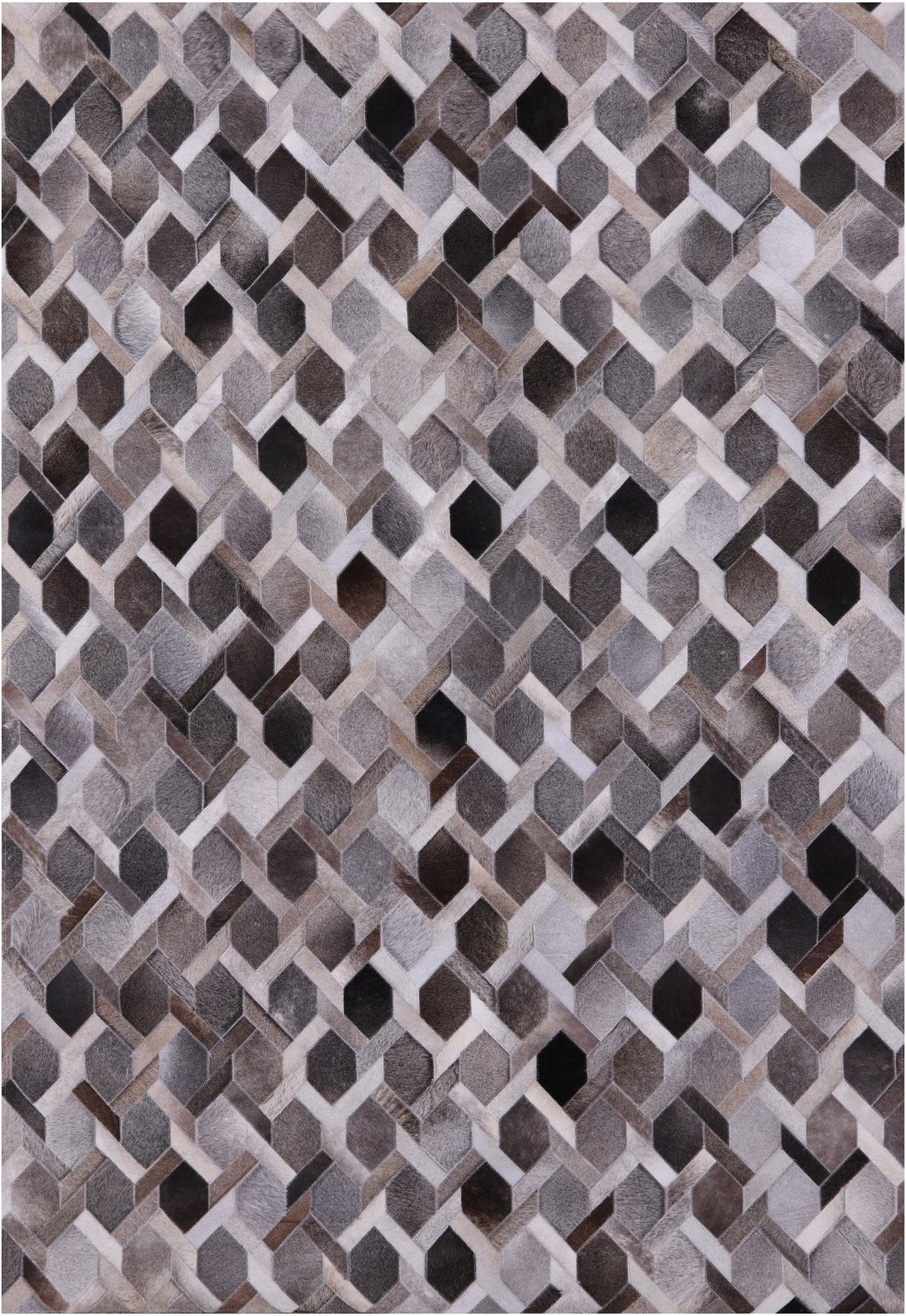 Grey Patchwork Cowhide Rug - 6' 0" x 9' 0"