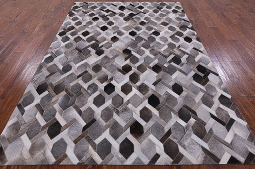 Grey Patchwork Natural Cowhide Rug - 6' 0