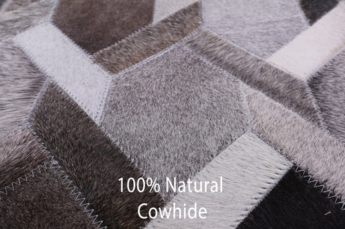 Grey Patchwork Natural Cowhide Rug - 6' 0
