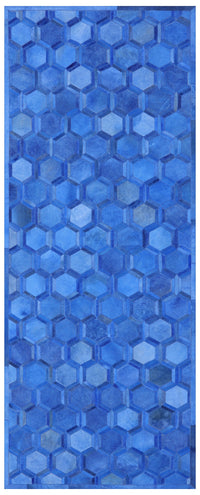 Thumbnail for Blue Patchwork Cowhide Runner Rug - 4' 0