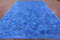 Thumbnail for Blue Patchwork Natural Cowhide Rug - 10' 0