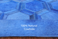 Thumbnail for Blue Patchwork Natural Cowhide Rug - 10' 0