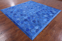 Thumbnail for Blue Square Patchwork Cowhide Rug - 8' 0