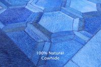 Thumbnail for Blue Square Patchwork Cowhide Rug - 8' 0