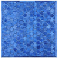 Thumbnail for Blue Square Patchwork Cowhide Rug - 8' 0