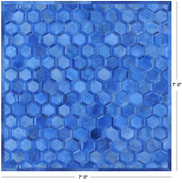 Thumbnail for Blue Square Patchwork Natural Cowhide Rug - 7' 0