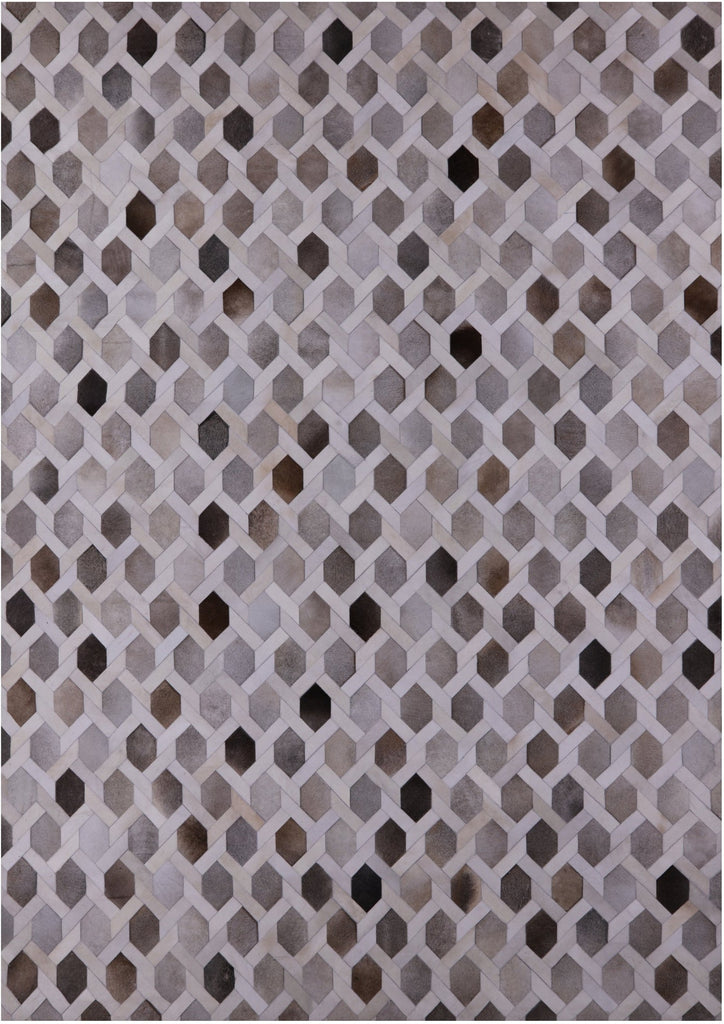 Grey & White Patchwork Natural Cowhide Rug - 10' 0" x 14' 0"