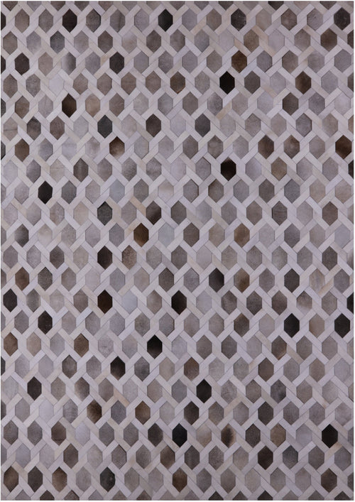 Grey & White Patchwork Natural Cowhide Rug - 10' 0
