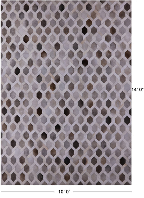 Grey & White Patchwork Natural Cowhide Rug - 10' 0