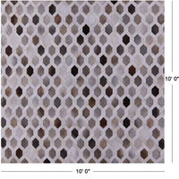 Thumbnail for Grey & White Square Patchwork Natural Cowhide Rug - 10' 0