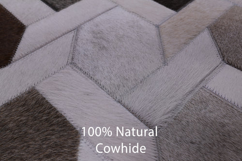 Grey & White Square Patchwork Natural Cowhide Rug - 10' 0