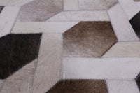 Thumbnail for Grey & White Square Patchwork Cowhide Rug - 8' 0