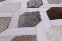 Thumbnail for Grey & White Patchwork Cowhide Rug - 4' 0