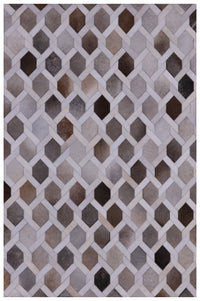 Thumbnail for Grey & White Patchwork Cowhide Rug - 4' 0