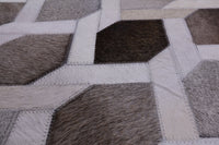 Thumbnail for Grey & White Patchwork Cowhide Runner Rug - 2' 5