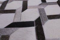 Thumbnail for Grey & White Patchwork Cowhide Rug - 4' 0