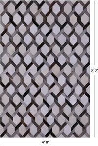 Thumbnail for Grey & White Patchwork Natural Cowhide Rug - 4' 0