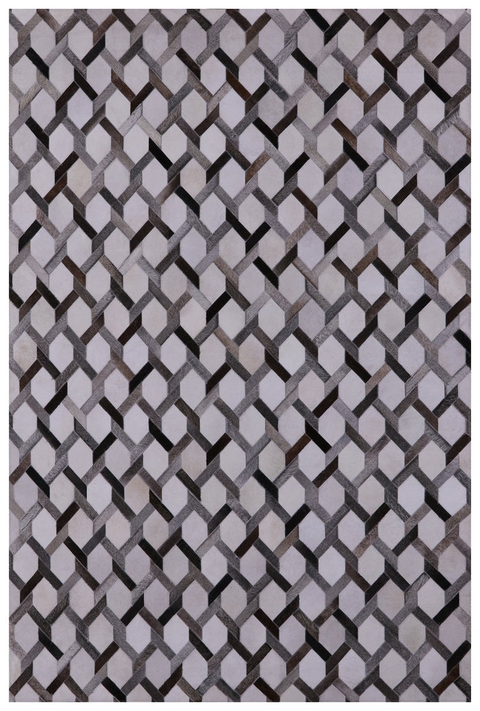 Grey & White Patchwork Natural Cowhide Rug - 6' 0" x 9' 0"