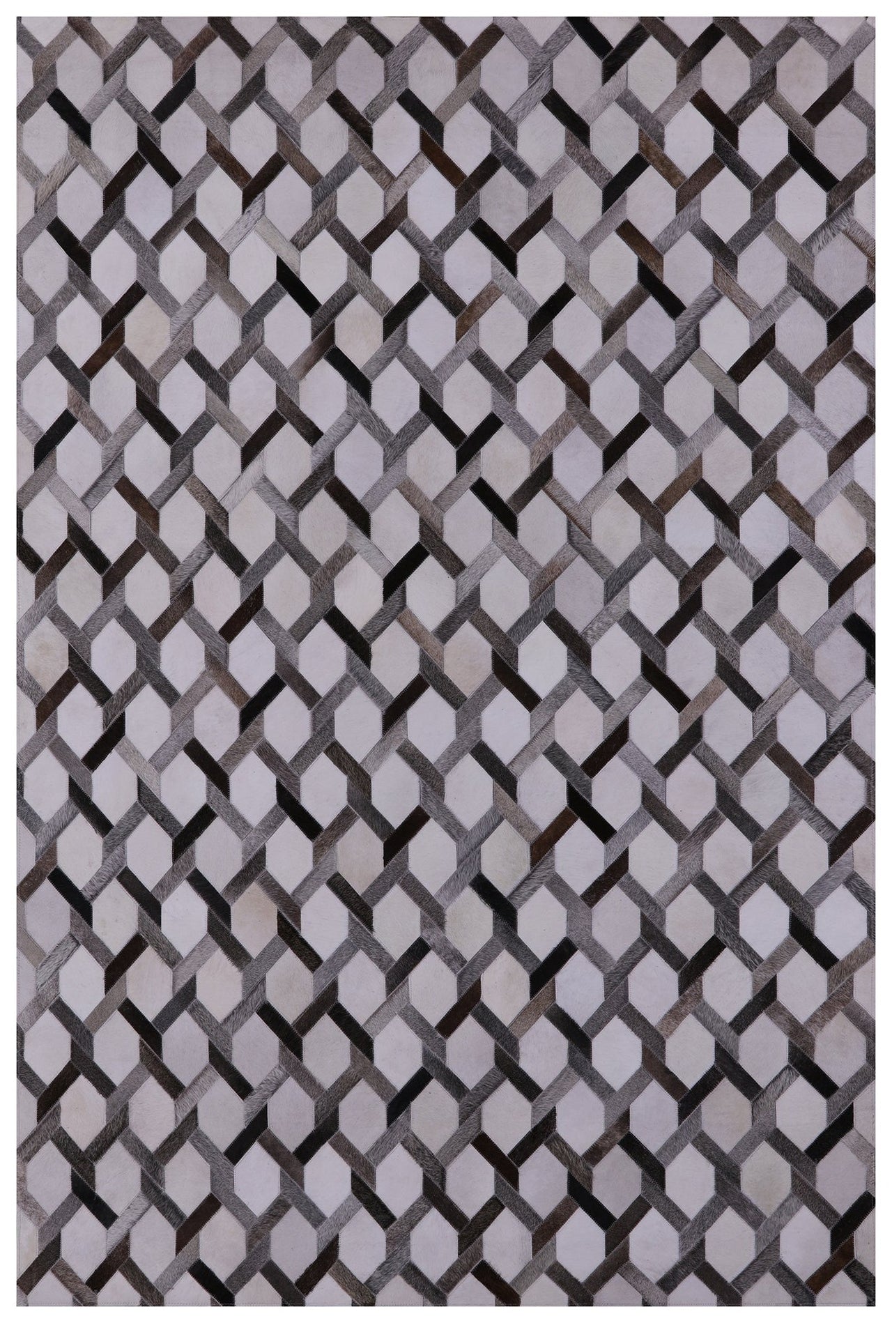 Grey & White Patchwork Cowhide Rug - 6' 0" x 9' 0"