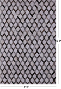 Thumbnail for Grey & White Patchwork Natural Cowhide Rug - 6' 0