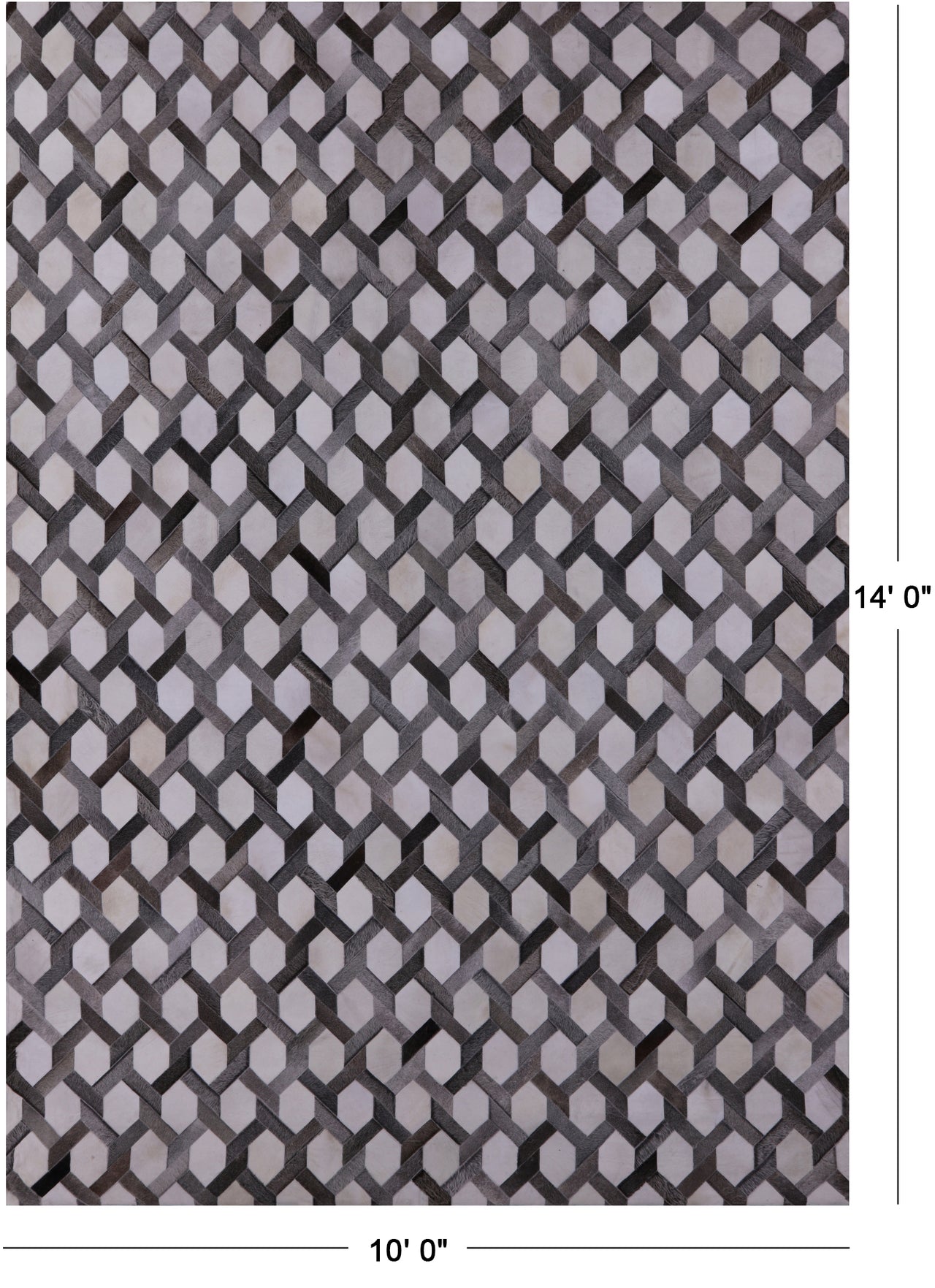 Grey & White Patchwork Natural Cowhide Rug - 10' 0" x 14' 0"