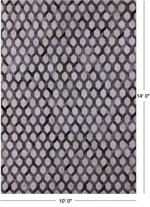 Grey & White Patchwork Natural Cowhide Rug - 10' 0
