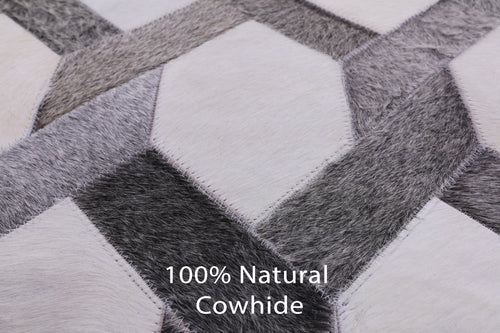 Grey & White Patchwork Natural Cowhide Rug - 9' 0